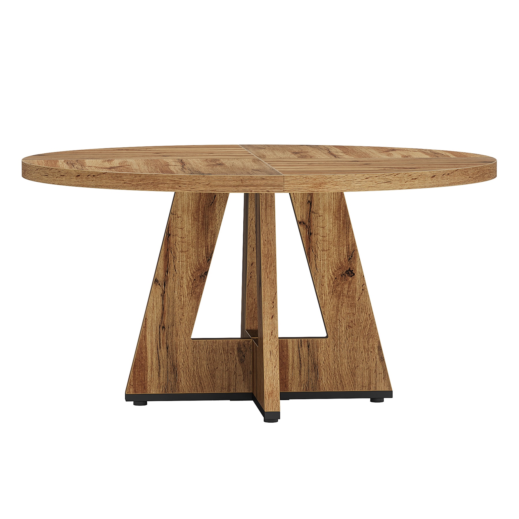 Round Dining Table For 4, 47" Wooden Kitchen Table Farmhouse Dinner Table_voghion.com